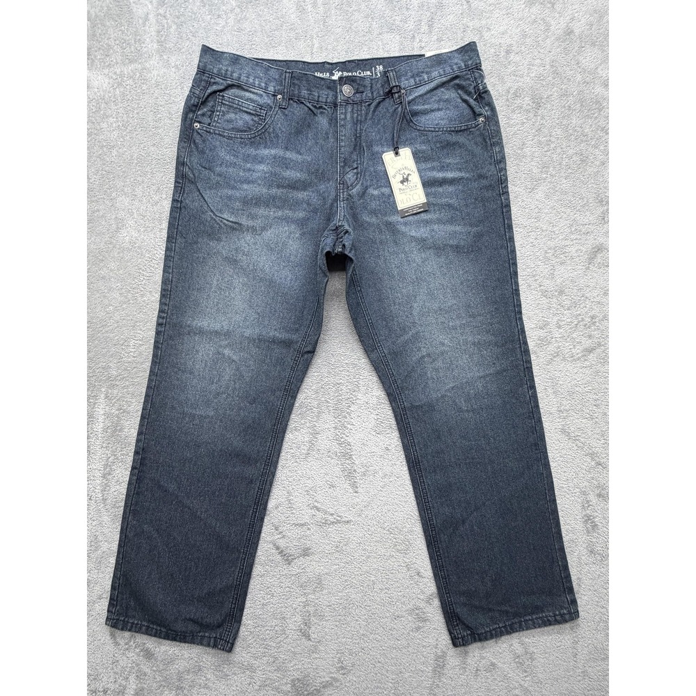 Beverly Hills Polo Club Relaxed Straight Jeans Mens 38x30 Blue Medium Wash Denim